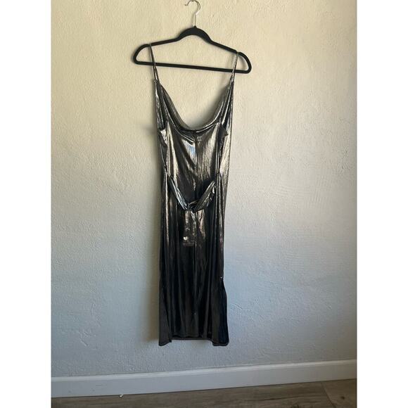 Anthropologie Endless Rose Woman Silver WaistWith Slip Midi Dress, Size … - Picture 8 of 8